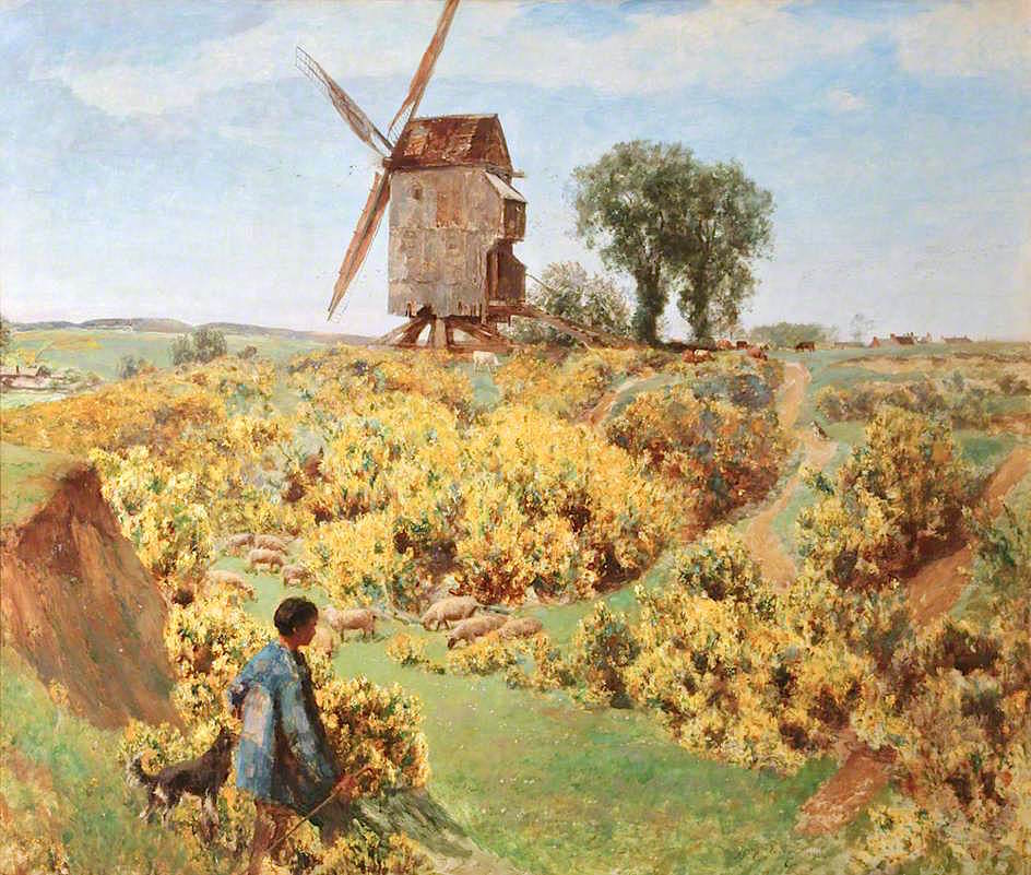 Scenting the Summer Air, Golden Gorse, vintage artwork by Sir David Scott Murray, 12x8" (A4) Poster
