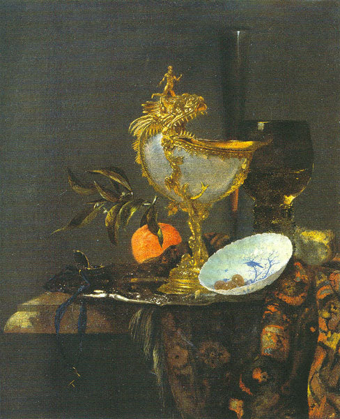 Still Life with Nautilus Cup, vintage artwork by Willem Kalf, 12x8" (A4) Poster
