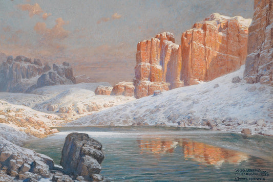 Sellagruppe und Pisciadusee, vintage artwork by Georg Janny, 12x8" (A4) Poster
