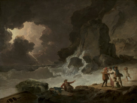 A Storm Behind the Isle of Wight, vintage artwork by Julius Caesar Ibbetson, 12x8" (A4) Poster