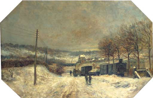 Road to Town with Train by Paul Vogler,A3(16x12")Poster