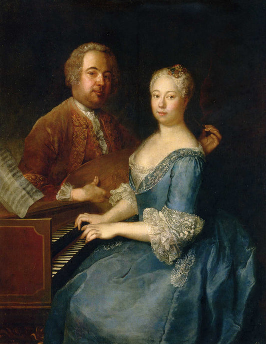 Carl Heinrich Graun and his wife Gattin, vintage artwork by Antoine Pesne, 12x8" (A4) Poster