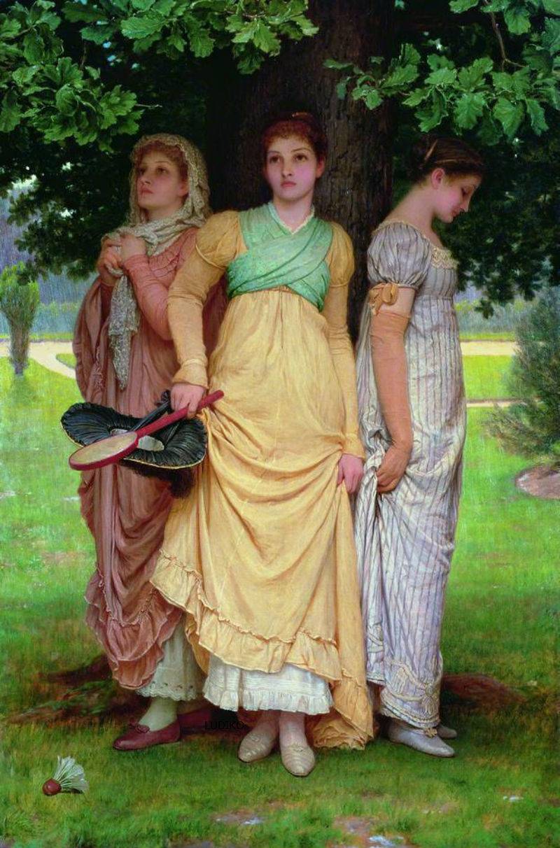 A summer shower, vintage artwork by Charles Edward Perugini, 12x8" (A4) Poster