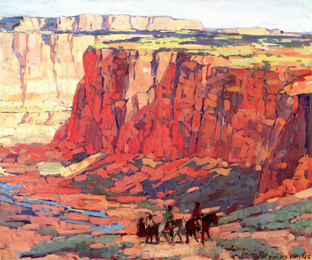 Canyon Riders, vintage artwork by Edgar Alwyn Payne, 12x8" (A4) Poster