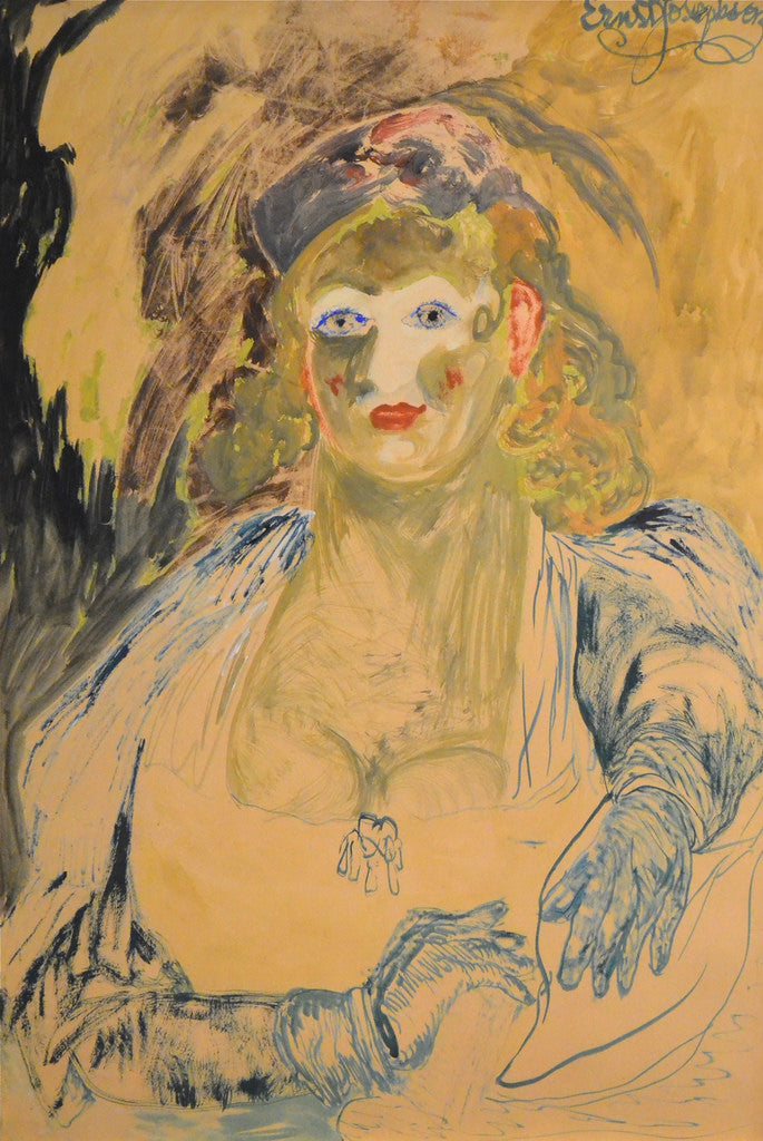 Lady in a Theater Box, vintage artwork by Ernst Josephson, 12x8" (A4) Poster