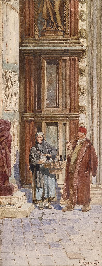 Wine seller before the Doge Palace by Albert Prosdocimi,A3(16x12")Poster