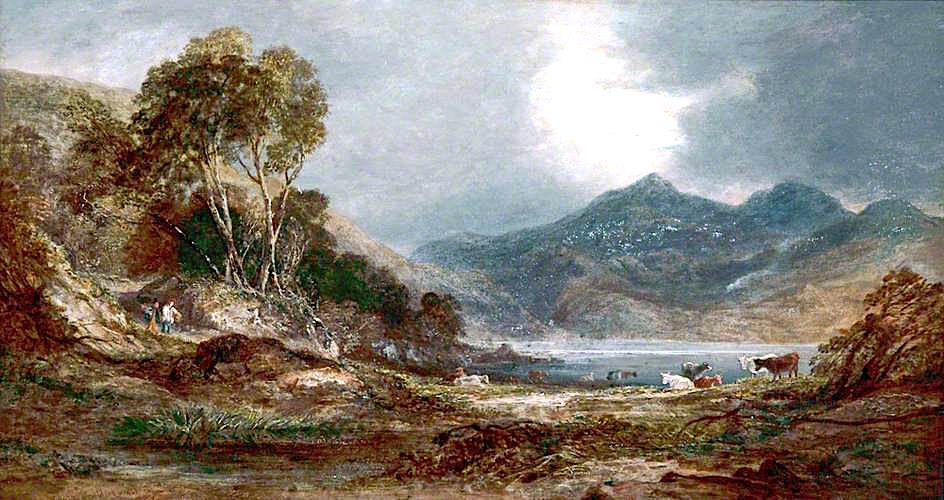 Snowdon over the Head of Treath Mawr, vintage artwork by Anthony Vandyke Copley Fielding, 12x8" (A4) Poster