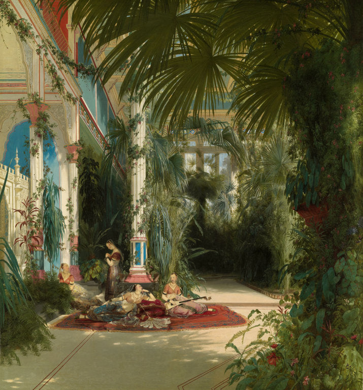 The Interior of the Palm House on the Pfaueninsel Near Potsdam, vintage artwork by Carl Blechen, A3 (16x12") Poster Print