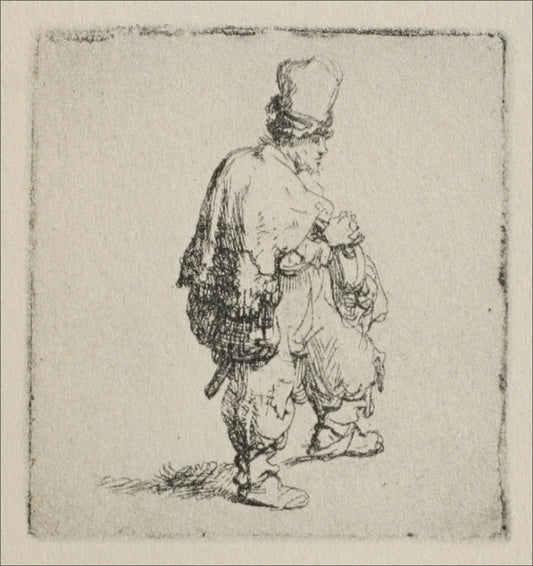 The Barrel-Organ Player, vintage artwork by Rembrandt van Rijn, 12x8" (A4) Poster
