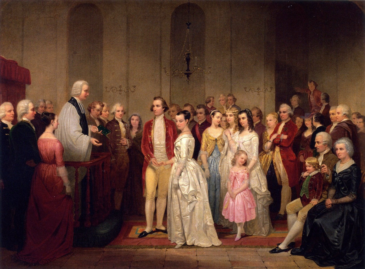 The Marriage of Washington to Martha Custis, vintage artwork by Junius Brutus Stearns, A3 (16x12") Poster Print