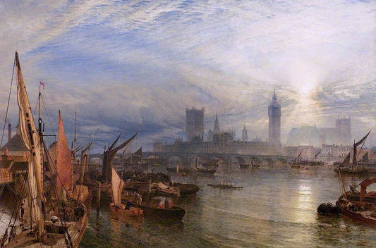 The New Palace of Westminster, vintage artwork by Henry Dawson, A3 (16x12") Poster Print