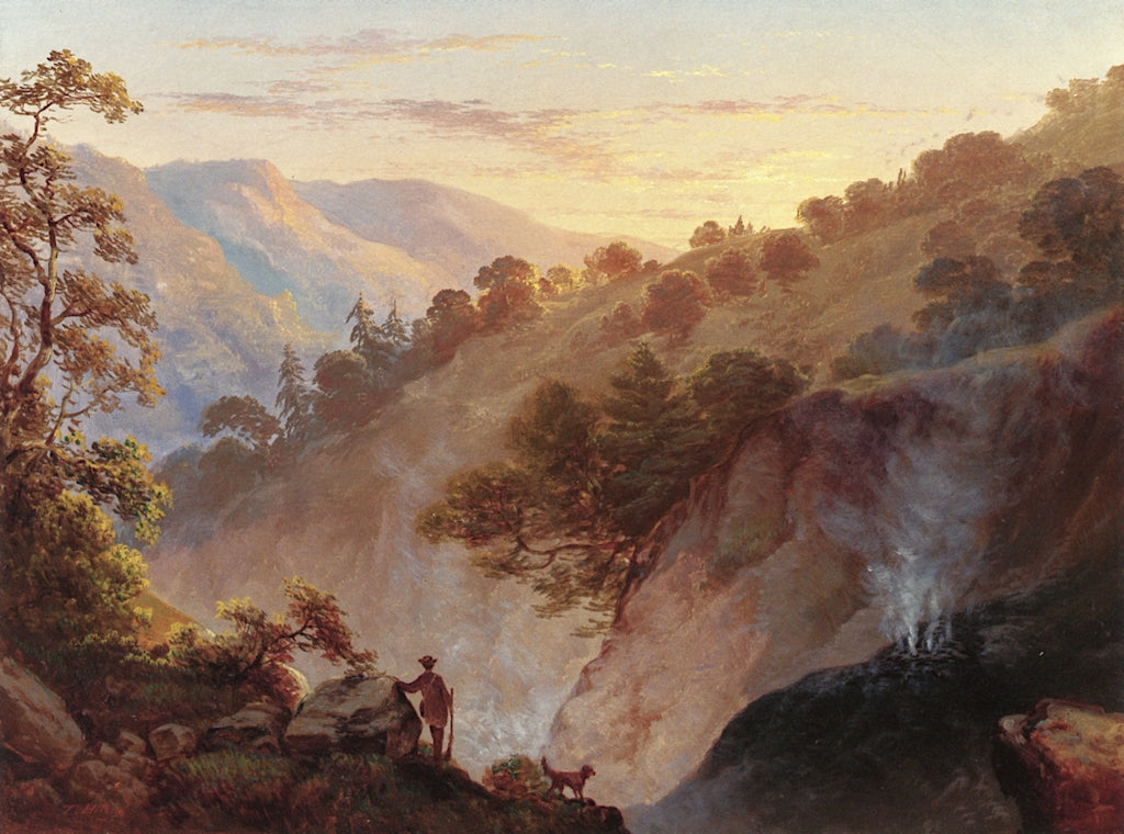 The Geysers, Sonoma, California, vintage artwork by Thomas Hill, 12x8" (A4) Poster