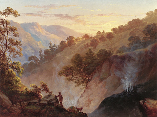 The Geysers, Sonoma, California, vintage artwork by Thomas Hill, 12x8" (A4) Poster