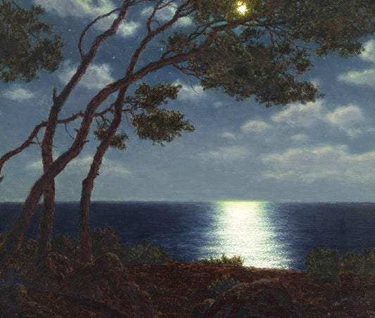 Moonlight on the water, vintage artwork by Ivan Fedorovich Choultse, 12x8" (A4) Poster