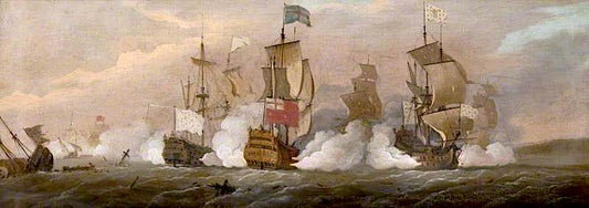 The Battle of Barfleur, 19 May 1692, vintage artwork by Peter Monamy, 12x8" (A4) Poster