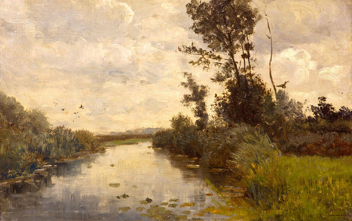 Canal in Kortenhoef, vintage artwork by Paul Joseph Constantin Gabriël, 12x8