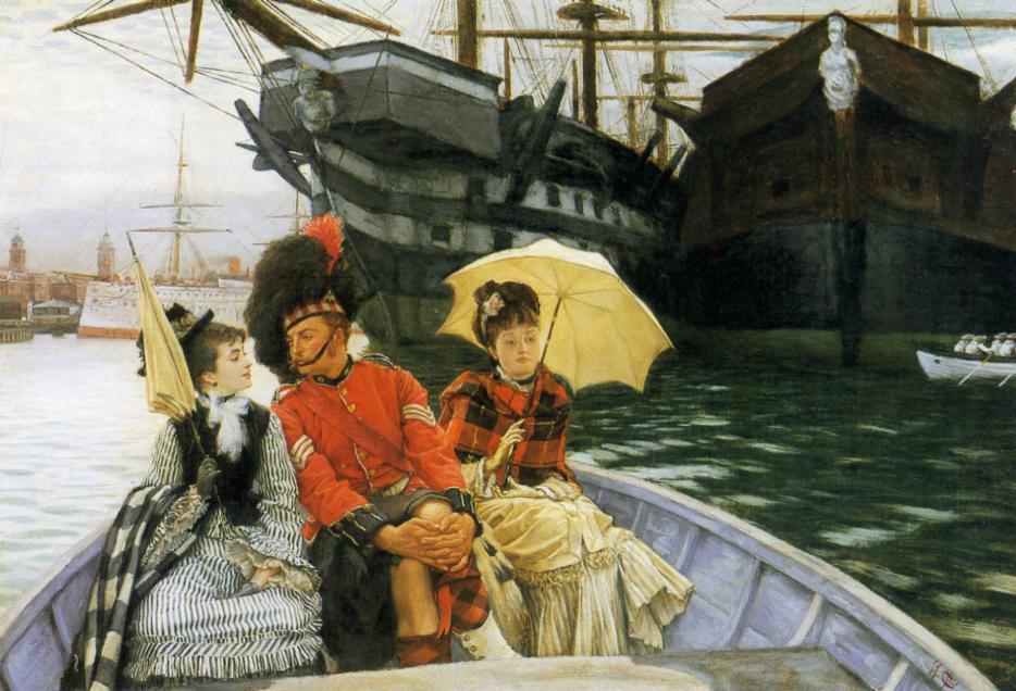 Portsmouth Dockyard, vintage artwork by James Tissot, 12x8" (A4) Poster