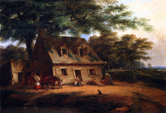 Cottage, St. Anne, vintage artwork by Cornelius Krieghoff, A3 (16x12") Poster Print