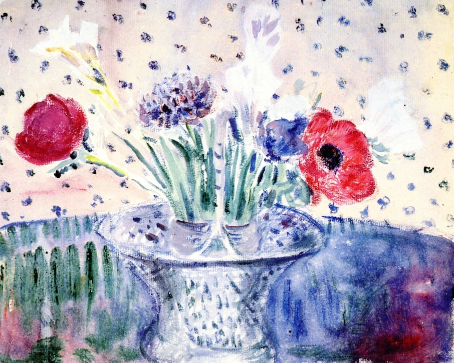 Anemones in Silver Basket, vintage artwork by Frederick Carl Frieseke, 12x8" (A4) Poster