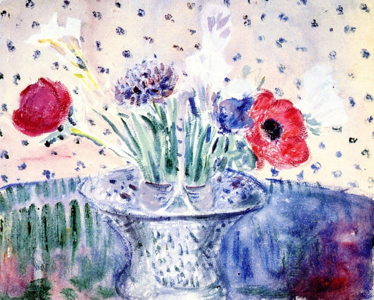 Anemones in Silver Basket, vintage artwork by Frederick Carl Frieseke, 12x8" (A4) Poster