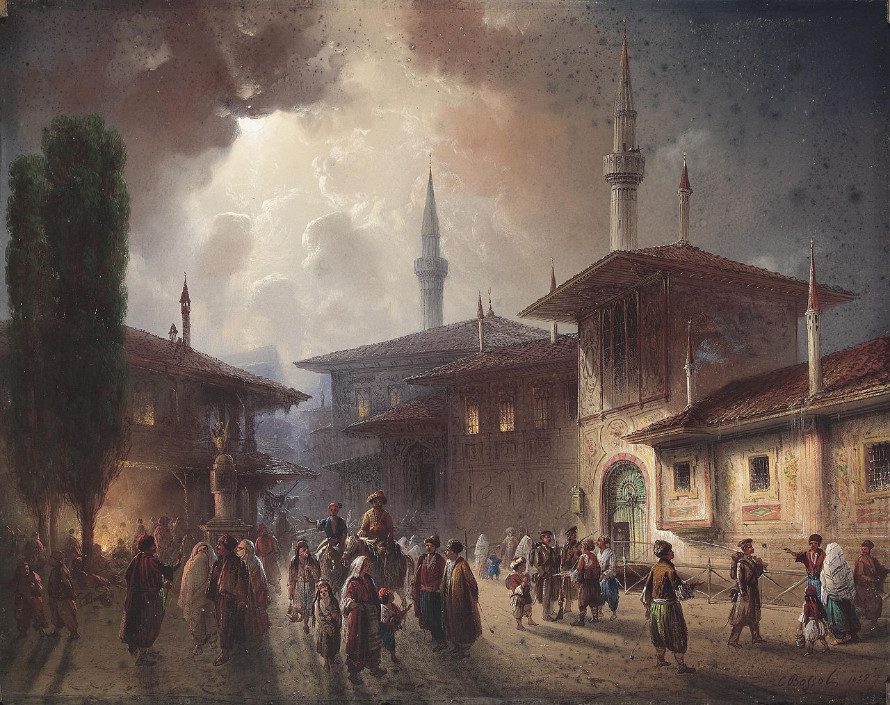 The Khan Palace of Bachisaraj, vintage artwork by Carlo Bossoli, A3 (16x12") Poster Print
