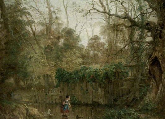 Child Crossing a Brook, vintage artwork by William Parrott, A3 (16x12") Poster Print