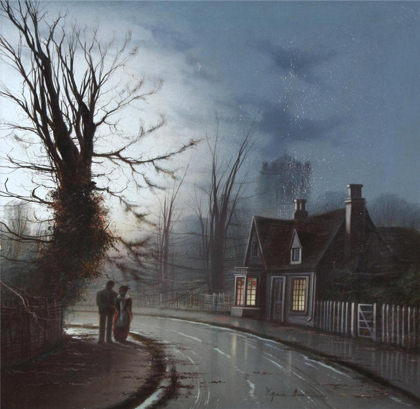 Lovers on a moonlit street by Wilfred Jenkins,A3(16x12")Poster