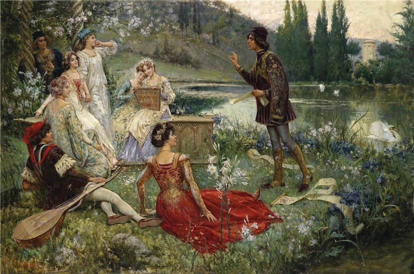the Decameron by Giovanni Boccaccio by Salvatore Postiglione,A3(16x12")Poster