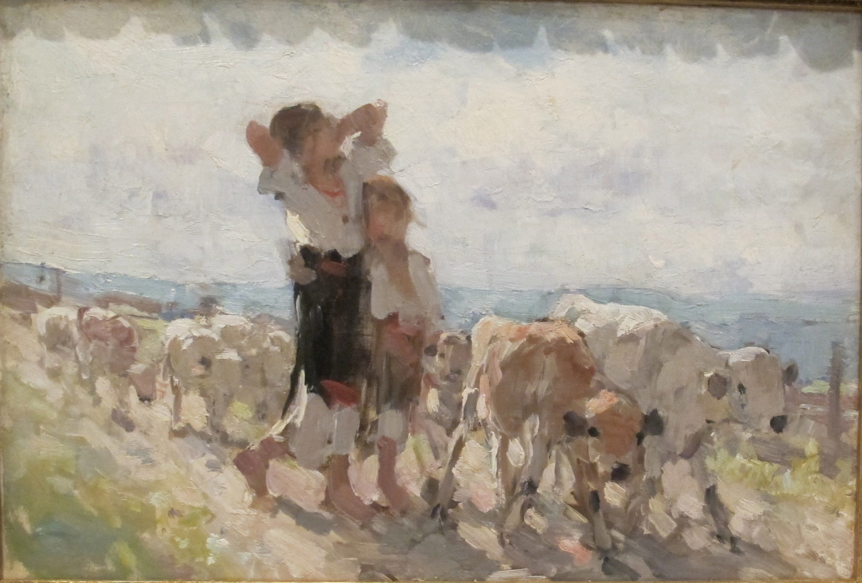 The Flock of Sheep, vintage artwork by Nicolae Grigorescu, 12x8" (A4) Poster