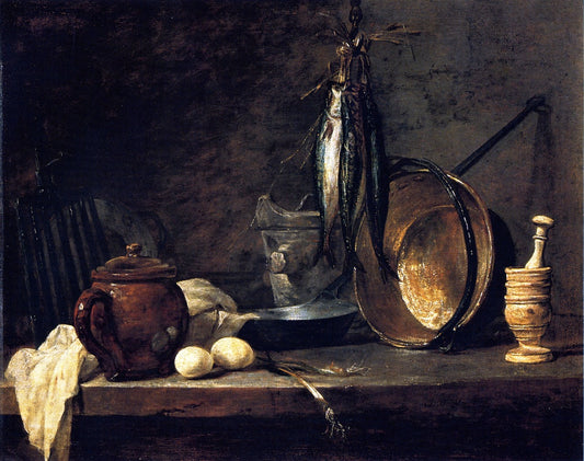 The Fast-Day Meal, vintage artwork by Jean-Baptiste-Simeon Chardin, 12x8" (A4) Poster