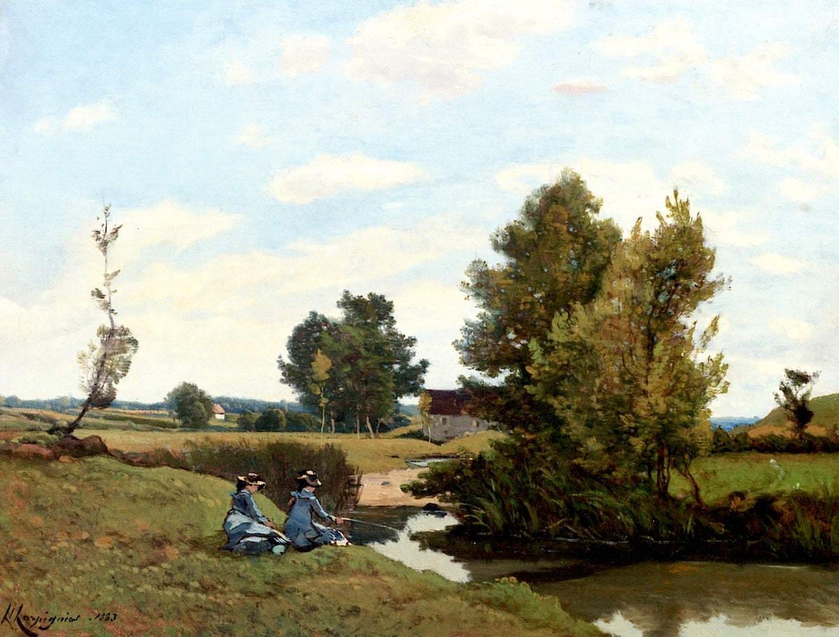 An Afternoon along the Loing, near Saint-Prive, vintage artwork by Henri-Joseph Harpignies, A3 (16x12") Poster Print