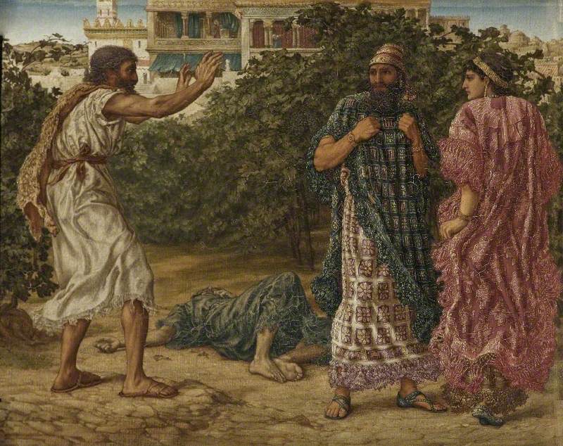 Elijah Prophesises to Ahab and Jezebel Their End, vintage artwork by Thomas Matthews Rooke, 12x8" (A4) Poster