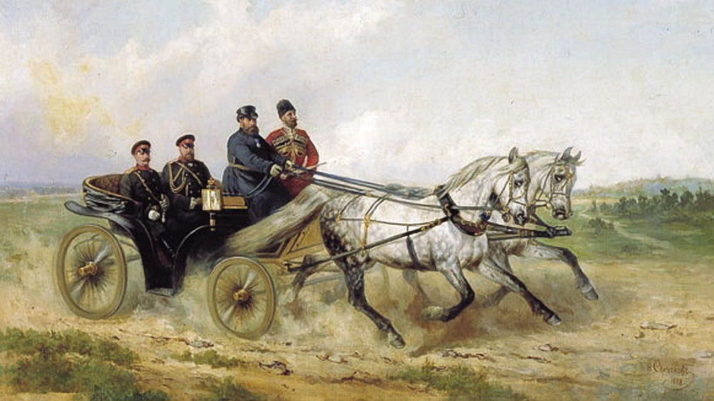 Emperor Alexander III in an Open Carriage, vintage artwork by Nikolai Sverchkov, A3 (16x12") Poster Print