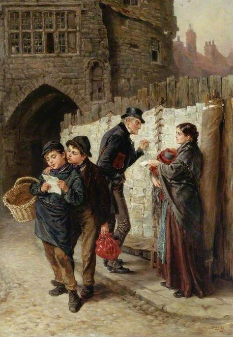 The Ballad Seller, the Black Gate, vintage artwork by Ralph Hedley, 12x8" (A4) Poster