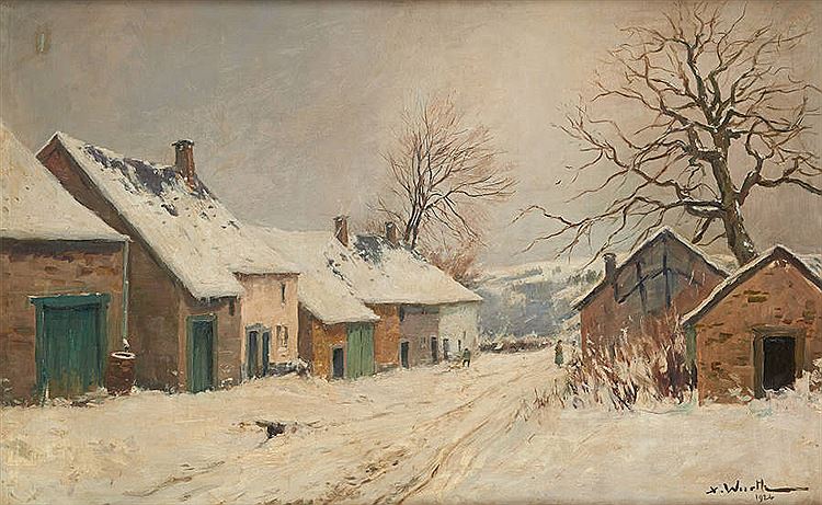 Village under Snow by Xavier Wurth,A3(16x12")Poster