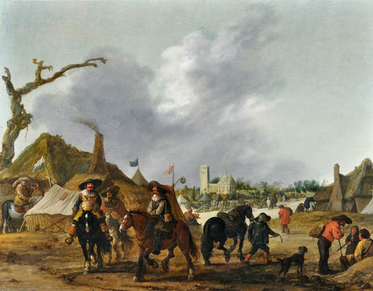A Dutch Cantonment, vintage artwork by Palamedes Palamedesz I, 12x8" (A4) Poster