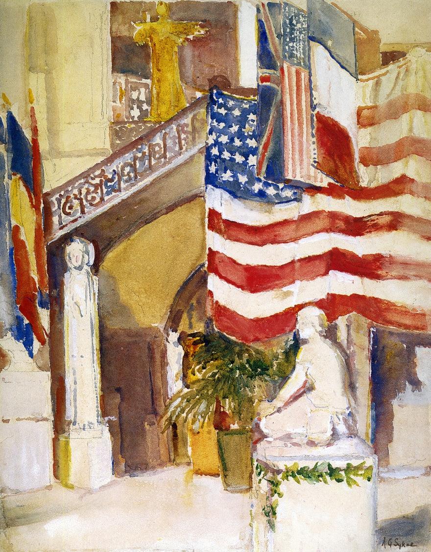 Art Museum, Cincinnati, vintage artwork by Annie G. Sykes, 12x8" (A4) Poster
