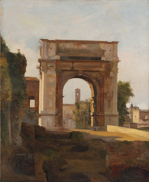 The Arch of Titus and the Forum, Rome, vintage artwork by French School 19th Century - Unknown, A3 (16x12") Poster Print