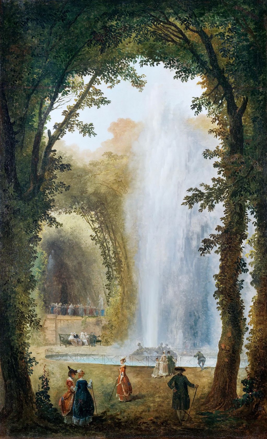 The Fountain at the Grove Music in Marley, vintage artwork by Hubert Robert, 12x8" (A4) Poster