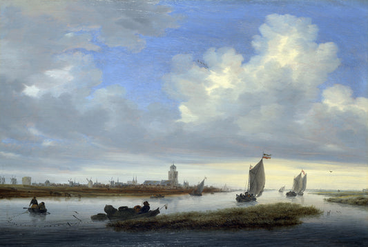 A View of Deventer Seen from the North-West, vintage artwork by Salomon van Ruysdael, 12x8" (A4) Poster