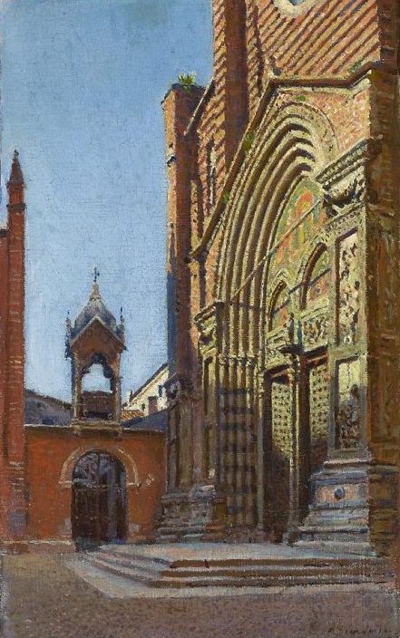 Portal of the Church of St.Anastasia in Verona, vintage artwork by Aleksander Gierymski, 12x8" (A4) Poster