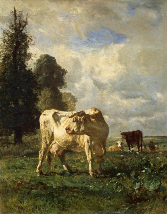 Cows in the Field, vintage artwork by Constant Troyon, A3 (16x12") Poster Print