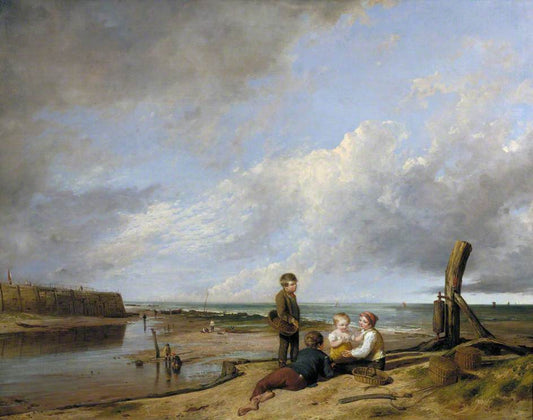 Shrimp Boys at Cromer, Norfolk, vintage artwork by William Collins, A3 (16x12") Poster Print