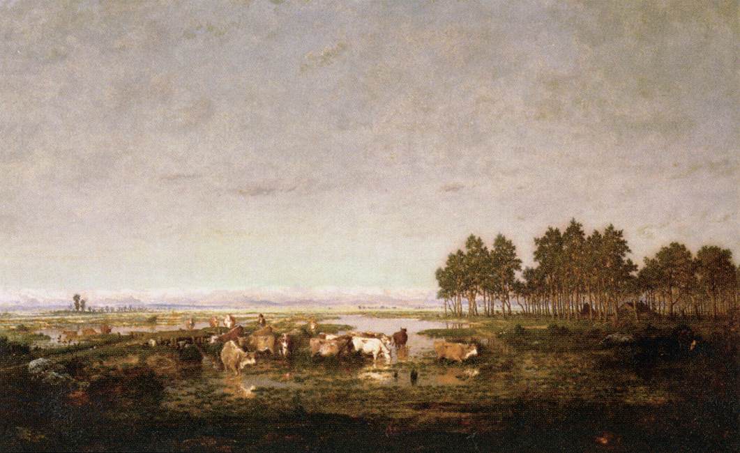 Marsh in the Landes, vintage artwork by Theodore Rousseau, A3 (16x12") Poster Print