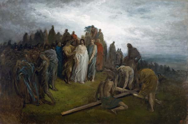 Christ at Calvary, vintage artwork by Gustave Dore, 12x8" (A4) Poster