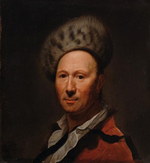 Portrait of a Man wearing a Fur Hat, vintage artwork by Christian Seybold, 12x8" (A4) Poster