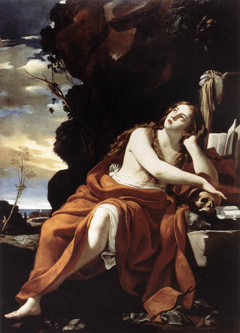 St Mary Magdalene, vintage artwork by Simon Vouet, 12x8" (A4) Poster