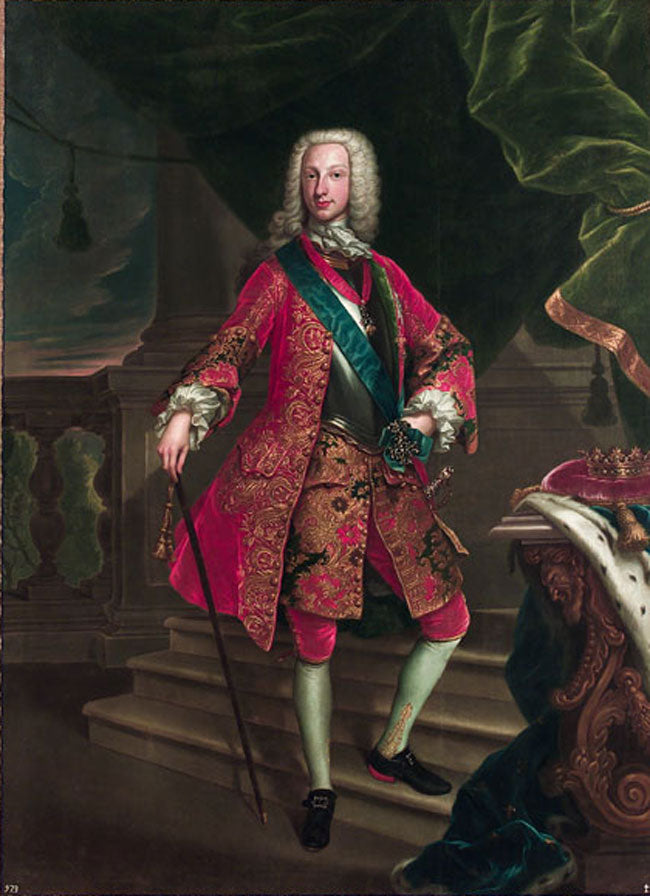 Portrait of King Charles VII of Naples, vintage artwork by Giuseppe Bonito, 12x8
