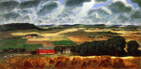 Wisconsin Landascape, vintage artwork by John Steuart Curry, 12x8" (A4) Poster