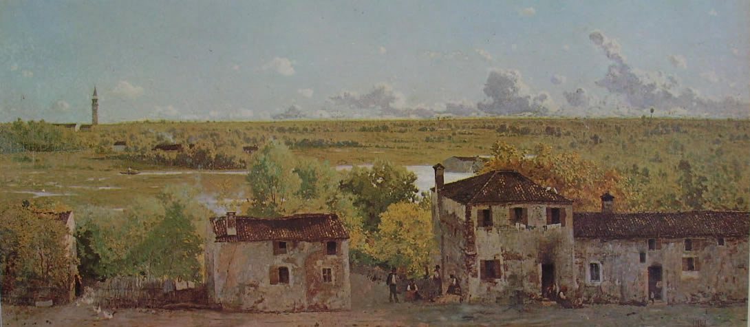 Campagna trevigiana, vintage artwork by Guglielmo Ciardi, 12x8" (A4) Poster
